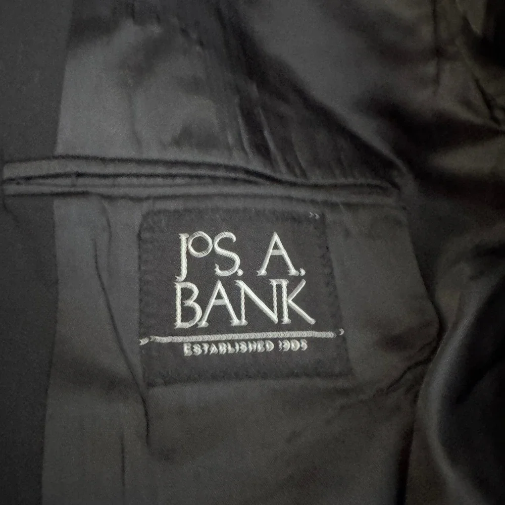Jos. A. Bank‎ Suit Mens 44L W38 Black Solid Wool 2 Button Classic Professional